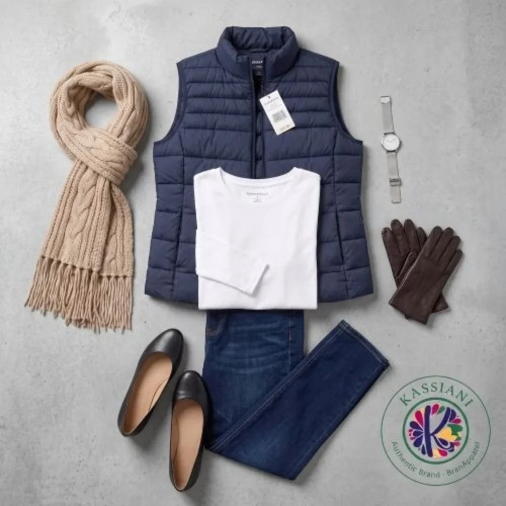 Rokka Rolla Womens Puffer Vest 2XL Navy Blue Lightweight Quilted Padded Full Zip